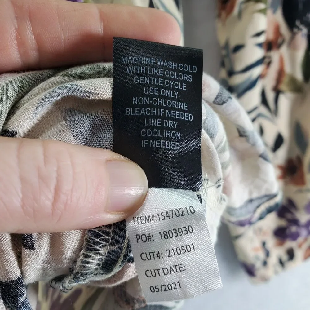 5 5X Torrid Challis Smocked Cold Shoulder Rayon Floral 3/4 Sleeve Blouse Top